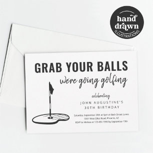 Man Funny Golf Birthday Retirement Bachelor Party Einladung