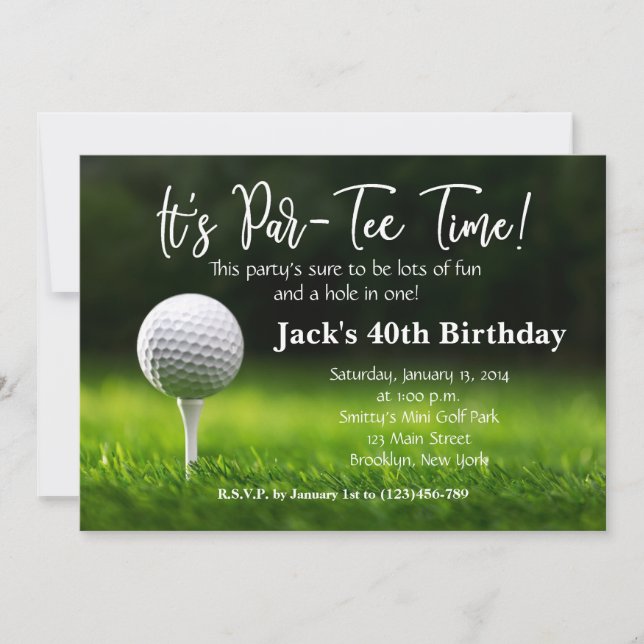 Man Golf Birthday Einladung (Vorderseite)