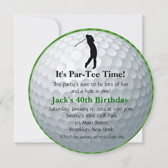 Man Golf Birthday Einladung (Vorderseite)