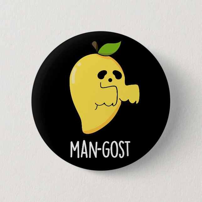 Man-gost Funny Halloween Mango Ghost Pun Dark BG Button (Vorderseite)