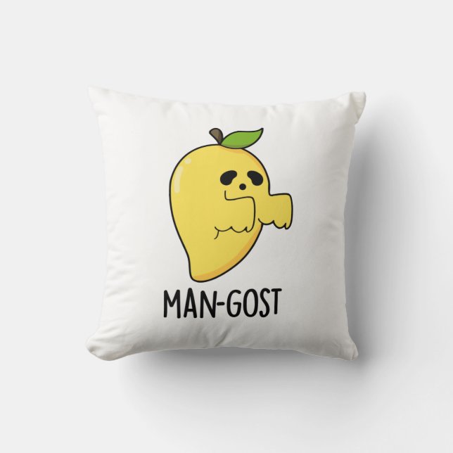 Man-gost Funny Halloween Mango Ghost Pun Kissen (Vorderseite)