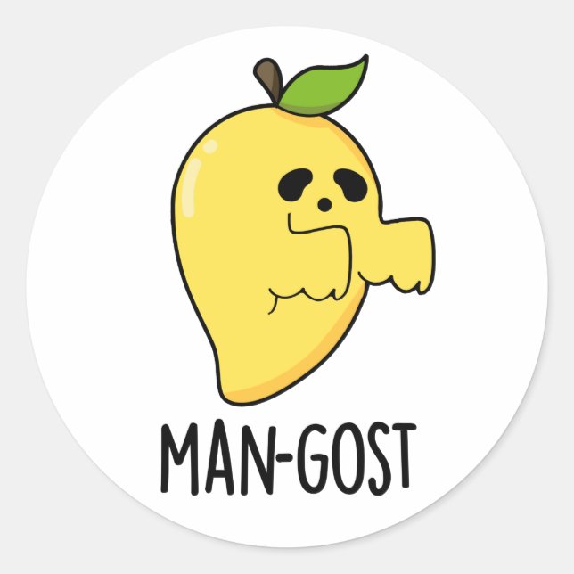 Man-gost Funny Halloween Mango Ghost Pun Runder Aufkleber (Vorderseite)