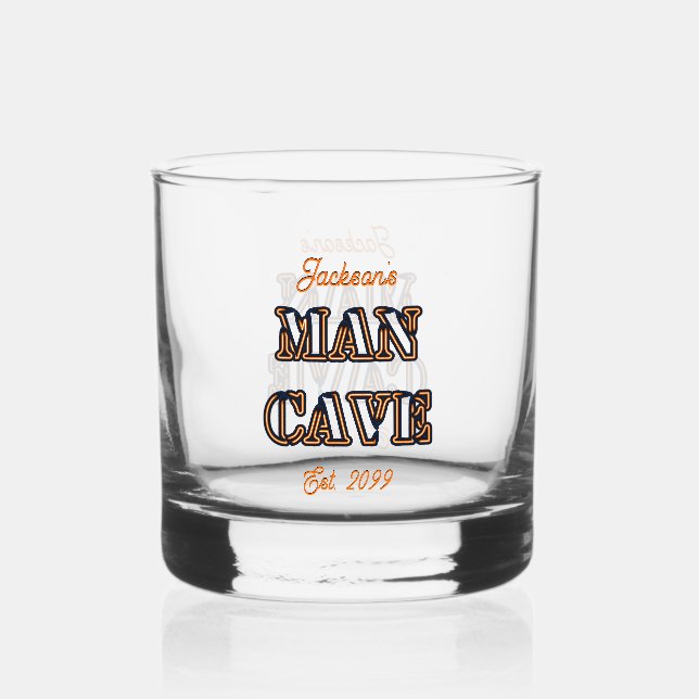 Man Höhle Text Effect Rocks Whiskey Glass Trinkbeh Whiskyglas (Vorderseite)