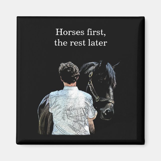 Man Holding Horse Dark Magnet (Vorne)