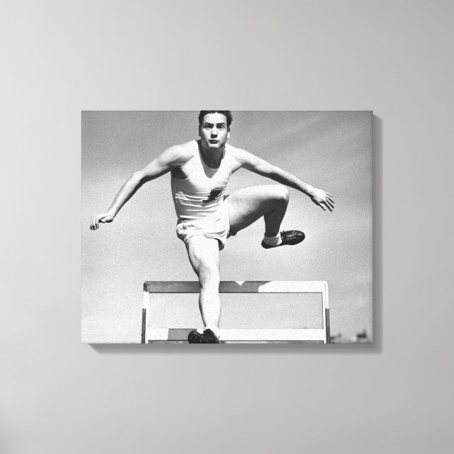 Man Hurdling Leinwanddruck (Vorderseite)