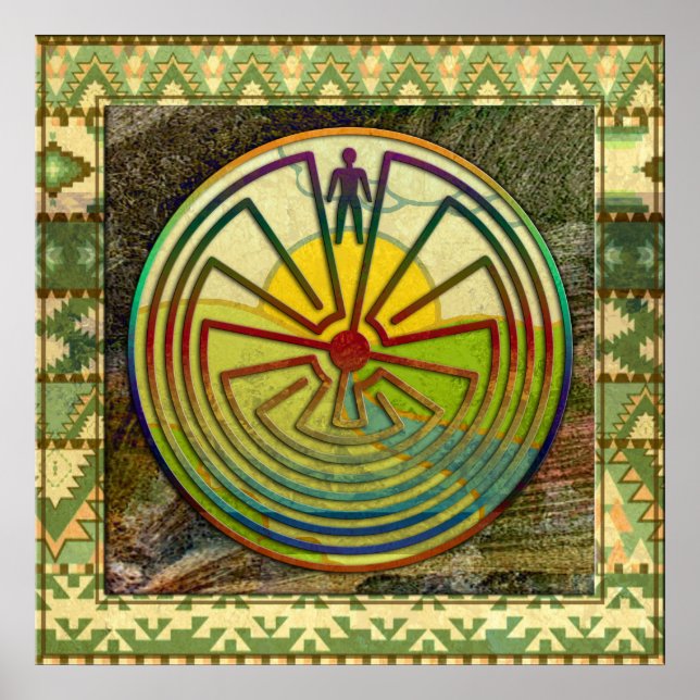 MAN IN DER MAZE-Landschaft + Hintergrund Poster (Vorne)
