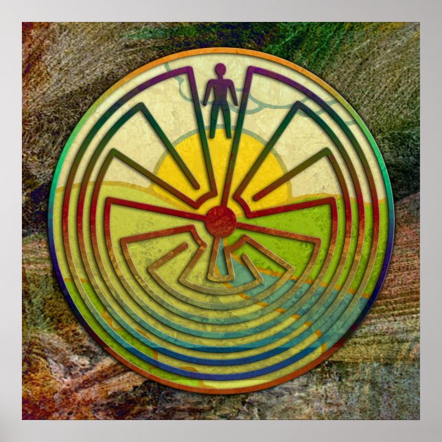 MAN IN DER MAZE-Landschaft + Hintergrund Poster (Vorne)