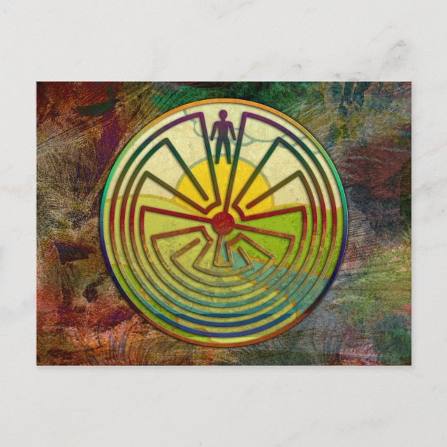 MAN IN DER MAZE-Landschaft + Hintergrund Postkarte (Vorderseite)