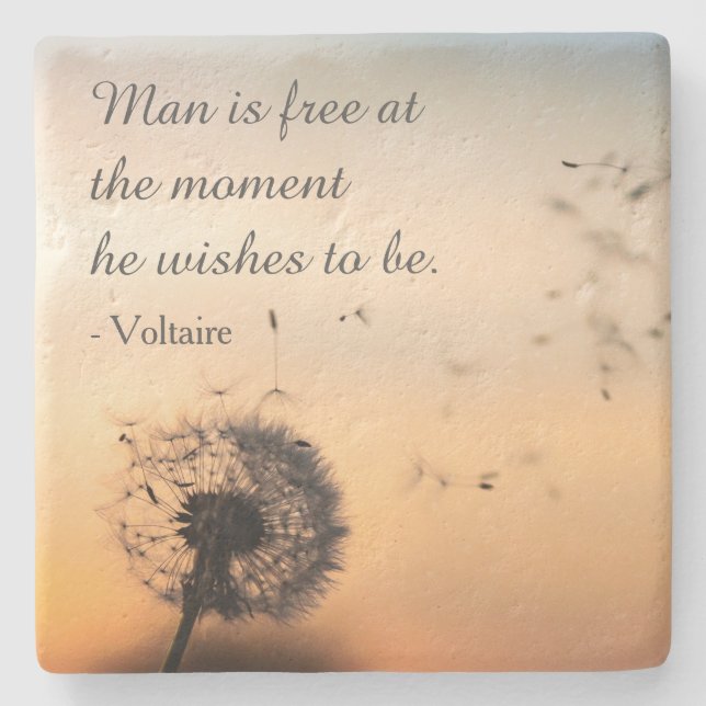 Man is Free Voltaire Quote Steinuntersetzer (Vorderseite)