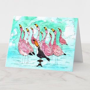Man kann auch, Toucan und Flamingos Wasserfarbe Bl Dankeskarte