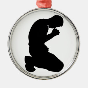 MAN KNELT IN PRAYER ORNAMENT AUS METALL