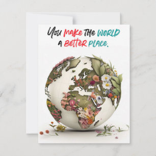 Man macht die Welt zu einer besseren Platzkarte Feiertagskarte