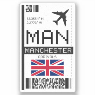 MAN Manchester, England Airport Boarding Pass Aufkleber