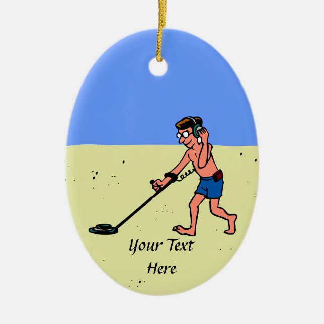 Man Metal Detection Beach Keramikornament (Vorne)