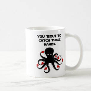 Man muss diese Hände beim Oktopus-Boxen fangen Kaffeetasse
