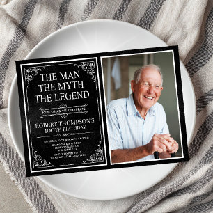 Man Myth Legend Black 100. Geburtstag Foto Einladung