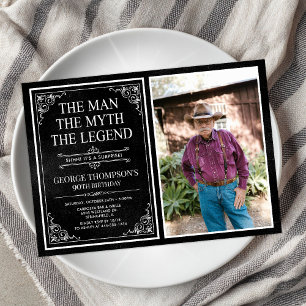 Man Myth Legend Black Surprise 90. Geburtstag Foto Einladung