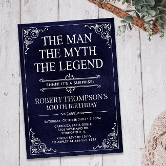 Man Myth Legend Blue Überraschung 100. Geburtstag Einladung