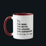 Man Myth Legend Funny Pa Tasse<br><div class="desc">Man Myth Legend Funny Pa Kaffee Tasse Beide Seiten der Tasse haben den Satz "Pa Der Mann der Mythos der Legende der Superheld. Manchmal "Grumpy" KENNEN SIE DEN NAMEN AN VERSCHIEDENE PERSON,  WENN SIE ES BENÖTIGEN,  INDEM SIE EINFACH DEM ZAZZLE-VORLAGEPROMPT FOLGEN,  DER IN VERSCHIEDENEN STILEN UND FARBEN VERFÜGBAR IST</div>