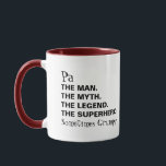 Man Myth Legend Funny Pa Tasse<br><div class="desc">Man Myth Legend Funny Pa Kaffee Tasse Beide Seiten der Tasse haben den Satz "Pa Der Mann der Mythos der Legende der Superheld. Manchmal "Grumpy" KENNEN SIE DEN NAMEN AN VERSCHIEDENE PERSON,  WENN SIE ES BENÖTIGEN,  INDEM SIE EINFACH DEM ZAZZLE-VORLAGEPROMPT FOLGEN,  DER IN VERSCHIEDENEN STILEN UND FARBEN VERFÜGBAR IST</div>
