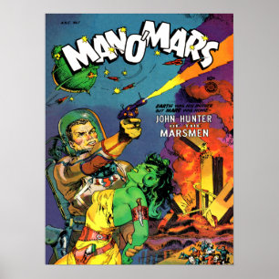 MAN O' MARS Cooles Vintages Comic Buchdecke Kunst Poster