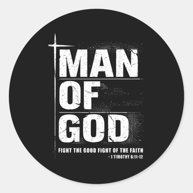 Man Of God Christian Dad Bible Verse Timothy 6 11  Runder Aufkleber (Vorderseite)