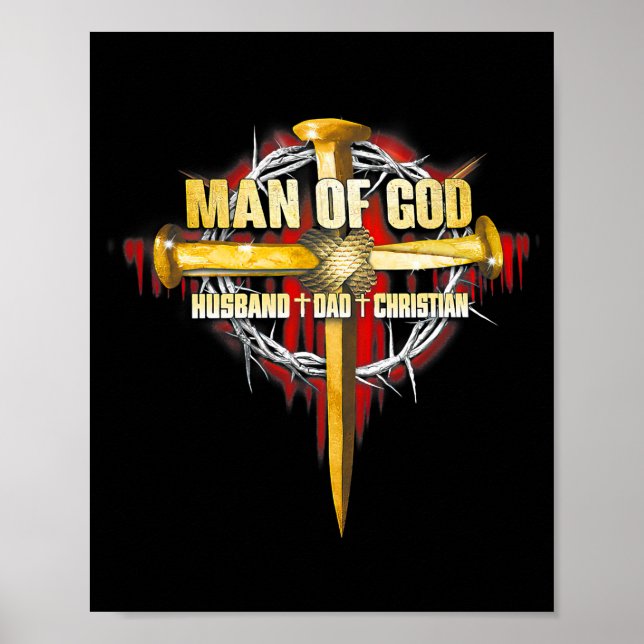 Man Of God Husband Dad Christian Jesus Apparel Poster (Vorne)
