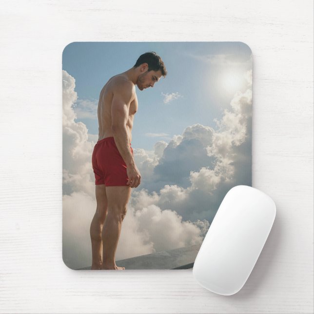 Man On a Diving Board In the Clouds Mousepad (Mit Mouse)