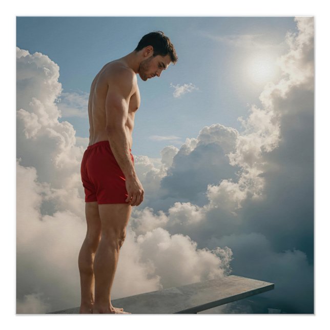 Man On a Diving Board In the Clouds Poster (Vorderseite)