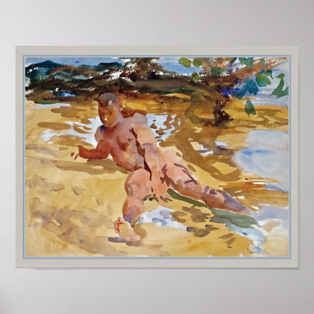 Man on Beach Florida von John Singer Sargent Poster (Vorne)