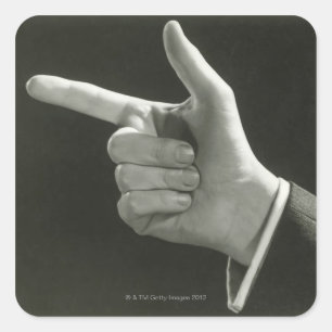 Man Pointing Quadratischer Aufkleber