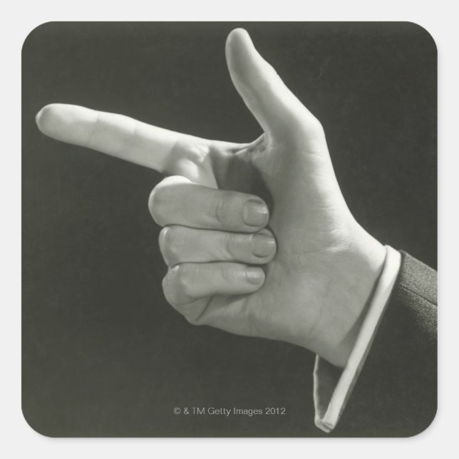 Man Pointing Quadratischer Aufkleber (Vorderseite)
