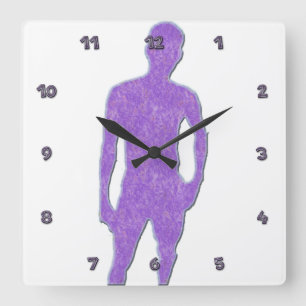 Man Posing Clock Quadratische Wanduhr