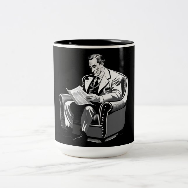 Man Reading Zweifarbige Tasse (Mittel)