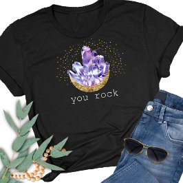 Man rock Amethyst Crystals Mystical Watercolor T-Shirt