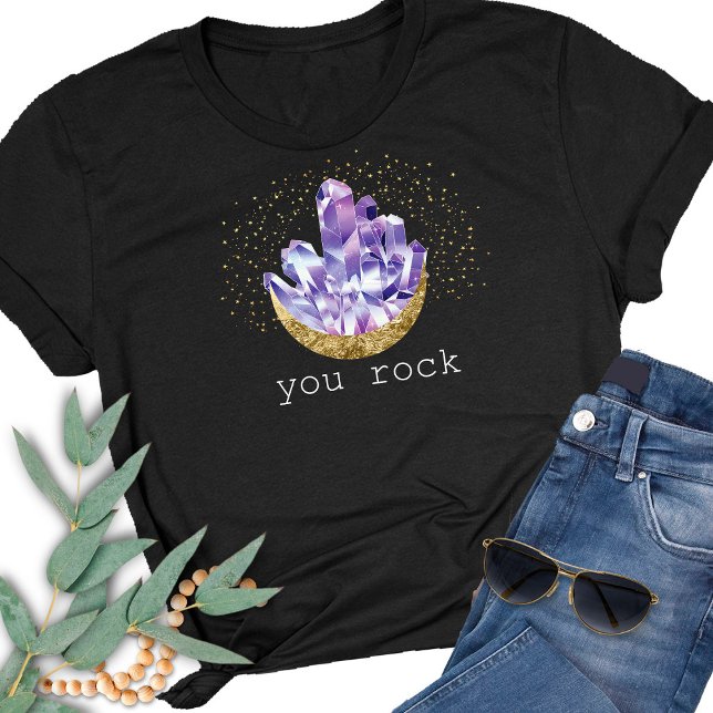 Man rock Amethyst Crystals Mystical Watercolor T-Shirt (Von Creator hochgeladen)