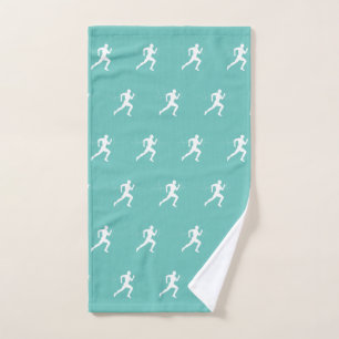 Man Runners Silhouette HeartBeat Line Minze Green Handtuch