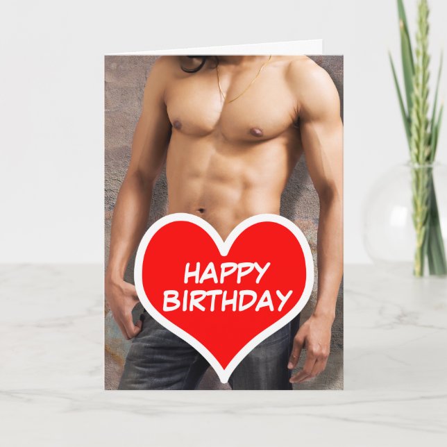 Man’s Bare Chest Happy Birthday Karte (Vorderseite)