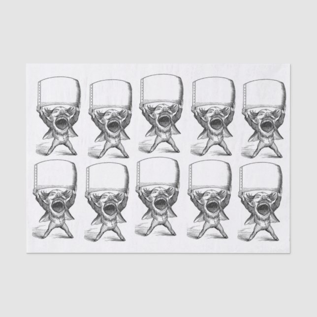 Man Shouting Holding Blank Sign Decoupage Collage Seidenpapier (Vorderseite)
