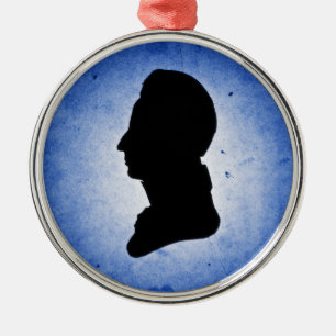 "Man Silhouette on Blue" Silbernes Ornament
