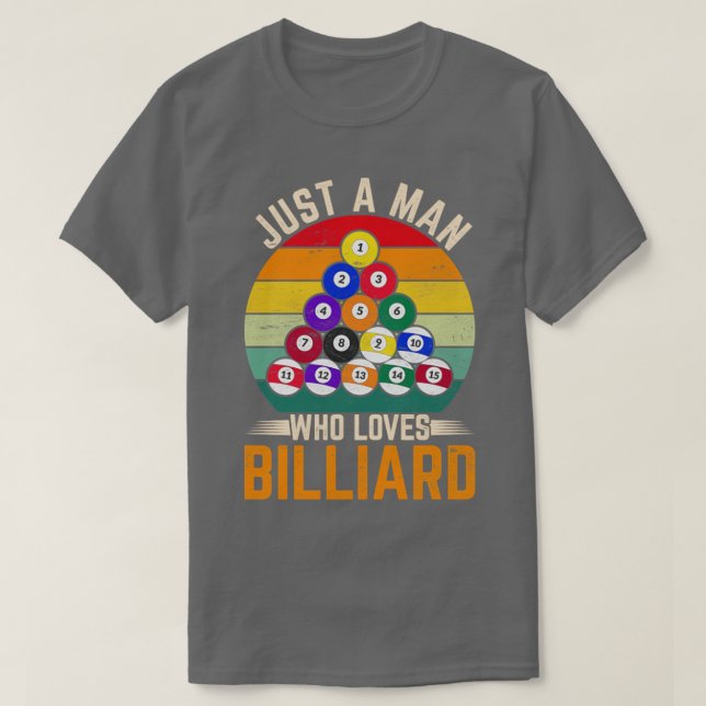 Man Snooker Player Hobby Pool Billiard T-Shirt (Design vorne)
