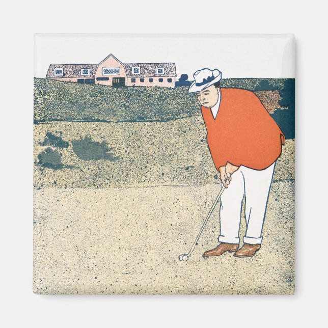 Man spielt Golf von Edward Penfield. Magnet (Vorne)