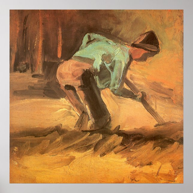 Man Stooph mit Stick oder Spade, Vincent van Gogh Poster (Vorne)