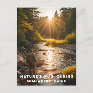 *~* Man Sun Fishing Stream Maine Peace AP49 Postkarte