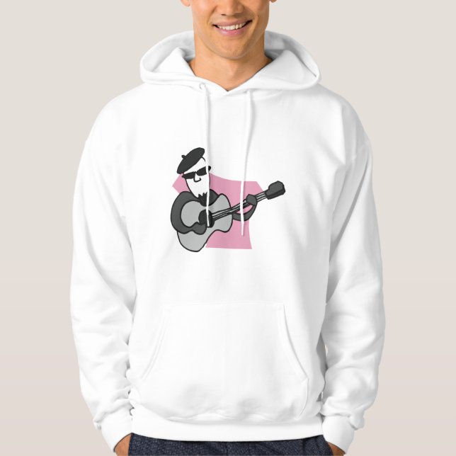 Man Wearing Beret Playing Acoustic Guitar Hoodie (Vorderseite)