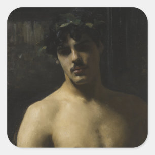 Man Wearing Laurels Quadratischer Aufkleber