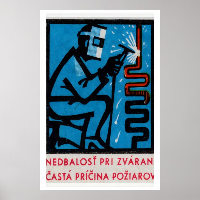 Man Welding - Matchbox Print - Czech Wall Art Poster (Vorne)