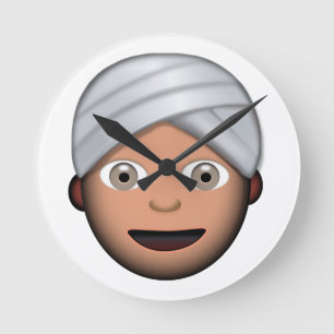 Man With Turban Emoji Runde Wanduhr