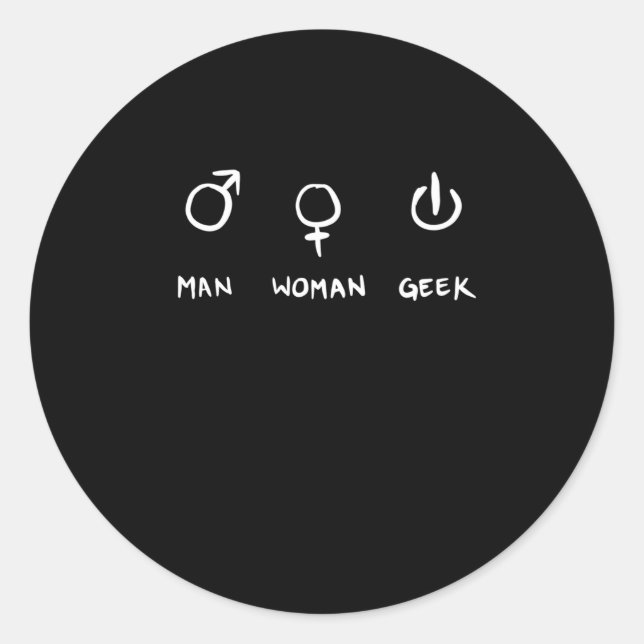 Man Woman Geek Runder Aufkleber (Vorderseite)