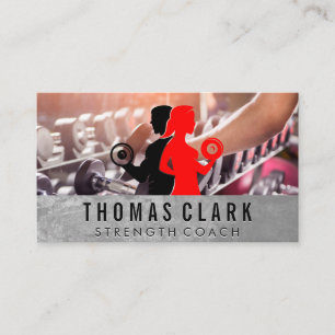 Man Woman Lifting Dumbbell Rack Visitenkarte